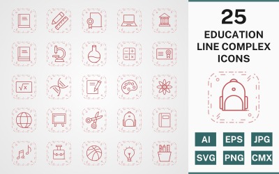 25 EDUCATION LINE COMPLEX PACK Icon Set