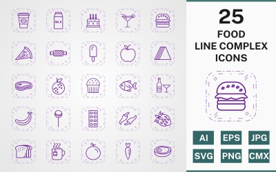 25 FOOD LINE COMPLEX PACK Icon Set