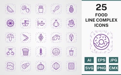 25 FOOD LINE COMPLEX PACK Icon Set