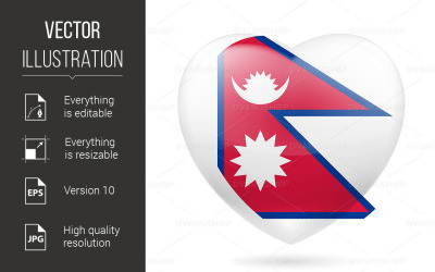 Heart with Nepalese Flag Colors - Vector Image