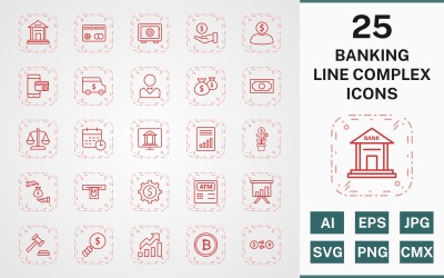 25 КОМПЛЕКСНИЙ ПАКЕТ БАНКІВСЬКОЇ ЛІНІЇ Набір іконок