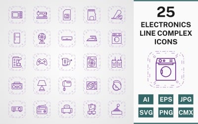 25 KOMPLEKSOWY PAKIET URZĄDZEŃ ELEKTRONICZNYCH Zestaw ikon