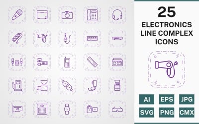 25 KOMPLEKSOWY PAKIET URZĄDZEŃ ELEKTRONICZNYCH Zestaw ikon