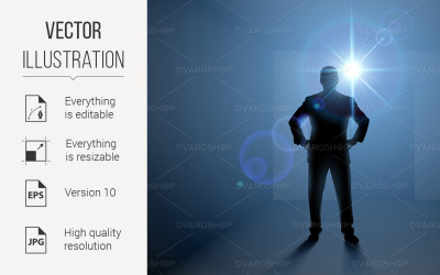 Man Standing Alone in the Room - Vector Image