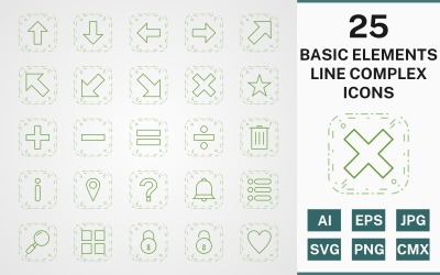 Набор иконок 25 BASIC ELEMENTS LINE COMPLEX PACK