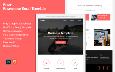 Responzivní Newsletter šablona "Biger - Responsive Email" #118366