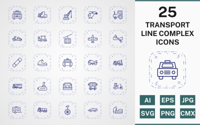 25 TRANSPORT LINE COMPLEX PACK Icon Set