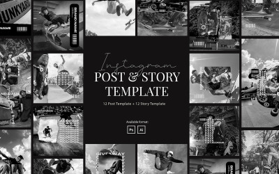 Urban Monochrome Style Instagram Post and Story Template for Social Media