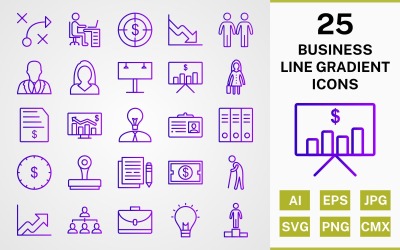 25 BUSINESS LINE GRADIENT PACK Icon Set