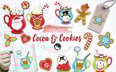 Cocoa &amp;amp; Cookies illustration pack - Vector Image