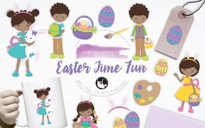 Easter Time Fun illustration pack - Vector Image
