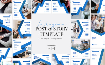 Elegant University University Instagram Post and Story Template for Social Media