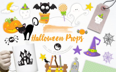 Halloween Props illustration pack - Vector Image
