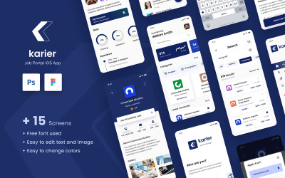 Karier - Job Portal iOS App Design UI Elements #118469