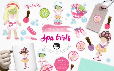Spa Girls illustration pack - Vector Image