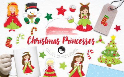 Weihnachtsprinzessinnenillustrationen - Vektorbild