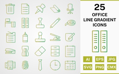 Zestaw ikon 25 pakietu Office Line GRADIENT PACK