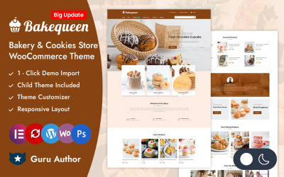 Bakequeen – Pékség, édesség és süteménybolt Elementor WooCommerce reszponzív téma