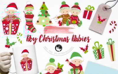 Boy Christmas Babies Illustrations - Vector Image