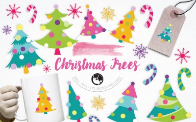 Christmas Trees Illustration Pack - Vector Image