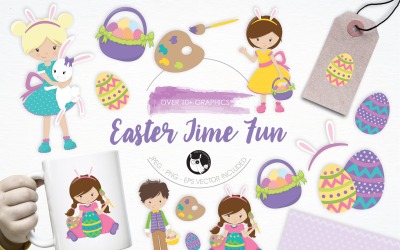 Easter Time Fun illustration pack - Vector Image