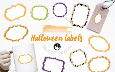 Halloween Labels Illustration Pack - Vector Image