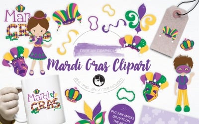 Mardi Gras Clipart illustration pack - Vector Image