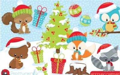 Christmas Woodland Clipart - Vector Image