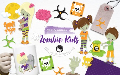 Halloween Zombies Illustration Pack - Vector Image