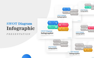 Rama z nowoczesnym sześciokątnym szablonem prezentacji SWOT Infografika PowerPoint
