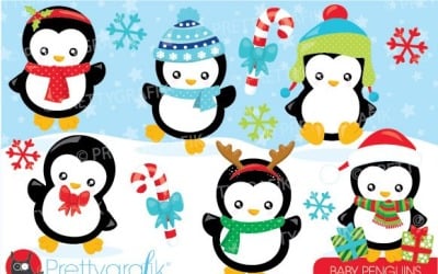 圣诞企鹅剪贴画-矢量图像