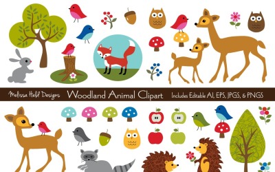 Woodland Animal Vector Clipart - ilustracja