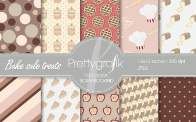Bake Sale Digital Paper, Commercial - Vector Image