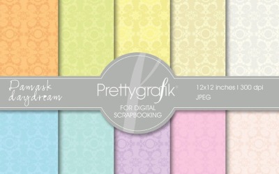 Damask Digital Paper, Commercial Use - Vector Image