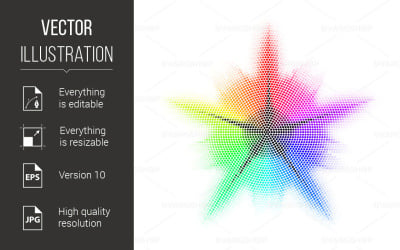 Different Colored Mosaic with Five Rays - Vector Image