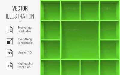 Green Bookshelves - Vector Image