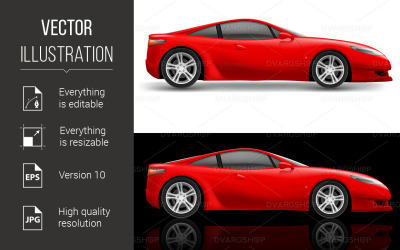 Rode Sportwagen Pictogram - Vector Afbeelding