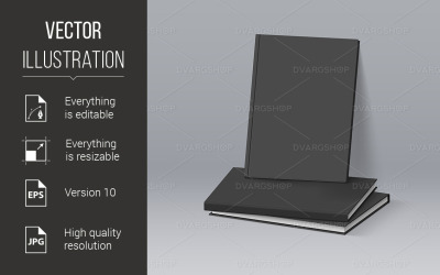 Stack of Black Books - Vector Image