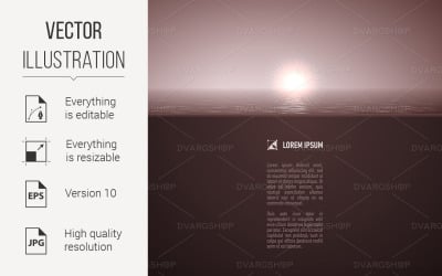 Sunshine Over Calm Water in Sepia - Vector Image