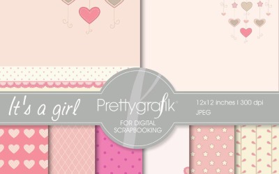 Baby Girl Digital Paper, Commercial - Vector Image
