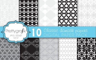 Classic Damask Digital Paper - Vector Image