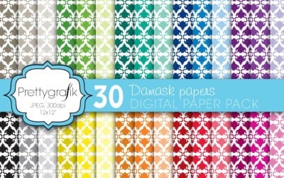 Damask Digital Paper, Commercial Use - Vector Image
