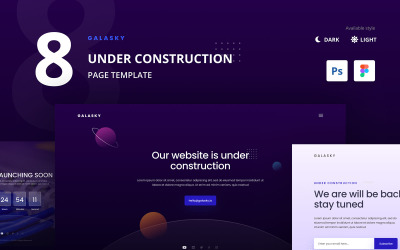 Elementy UI Galasky - 8 Under Construction Website Template #118983
