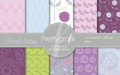 Flowers Digital Paper, Commercial - Vector Image