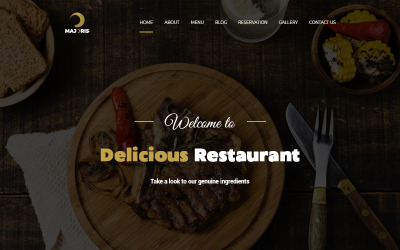 Majoris - PSD шаблон для одной страницы ресторана