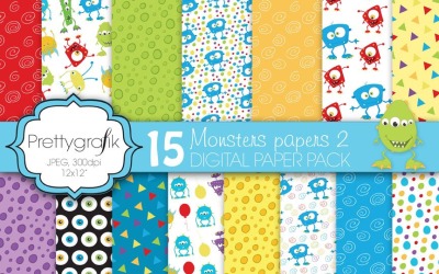 Monster Digital Paper, Commercial - Vector Image