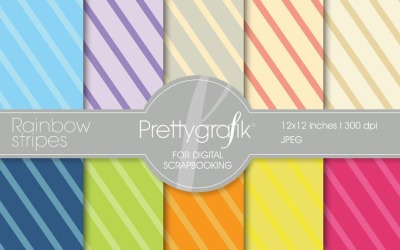 Rainbow Stripes Digital Paper - Vector Image