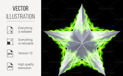 Silver Star Aflame - Vector Image