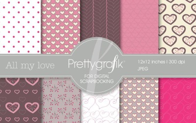 Valentine, Heart Digital Paper - Vector Image