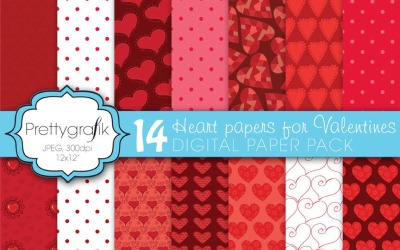 Valentine Heart Digital Paper - Vector Image